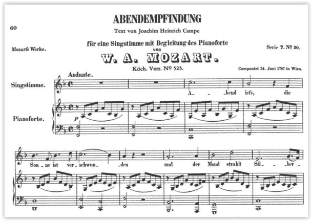 Trecho de partitura de Mozart (Imagem: Alexander Street Press)